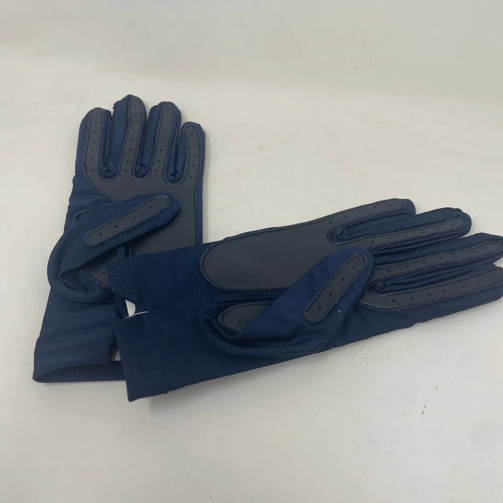 Vintage 1987 Sensations Knit Street Navy Blue Spandex Sport Driving Gloves OSFA